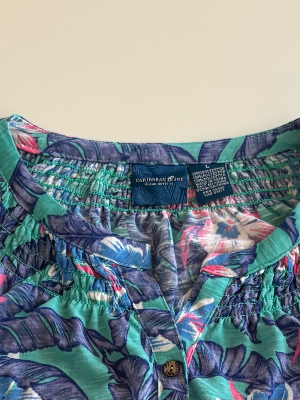 Caribbean Joe Women’s Sz L Sleeveless Colorful Top